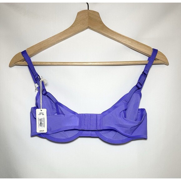 AERIE SMOOTHEZ Sheer Mesh Unlined Underwired Purple Balconette Bra‎ 36D NWT - Picture 2 of 6